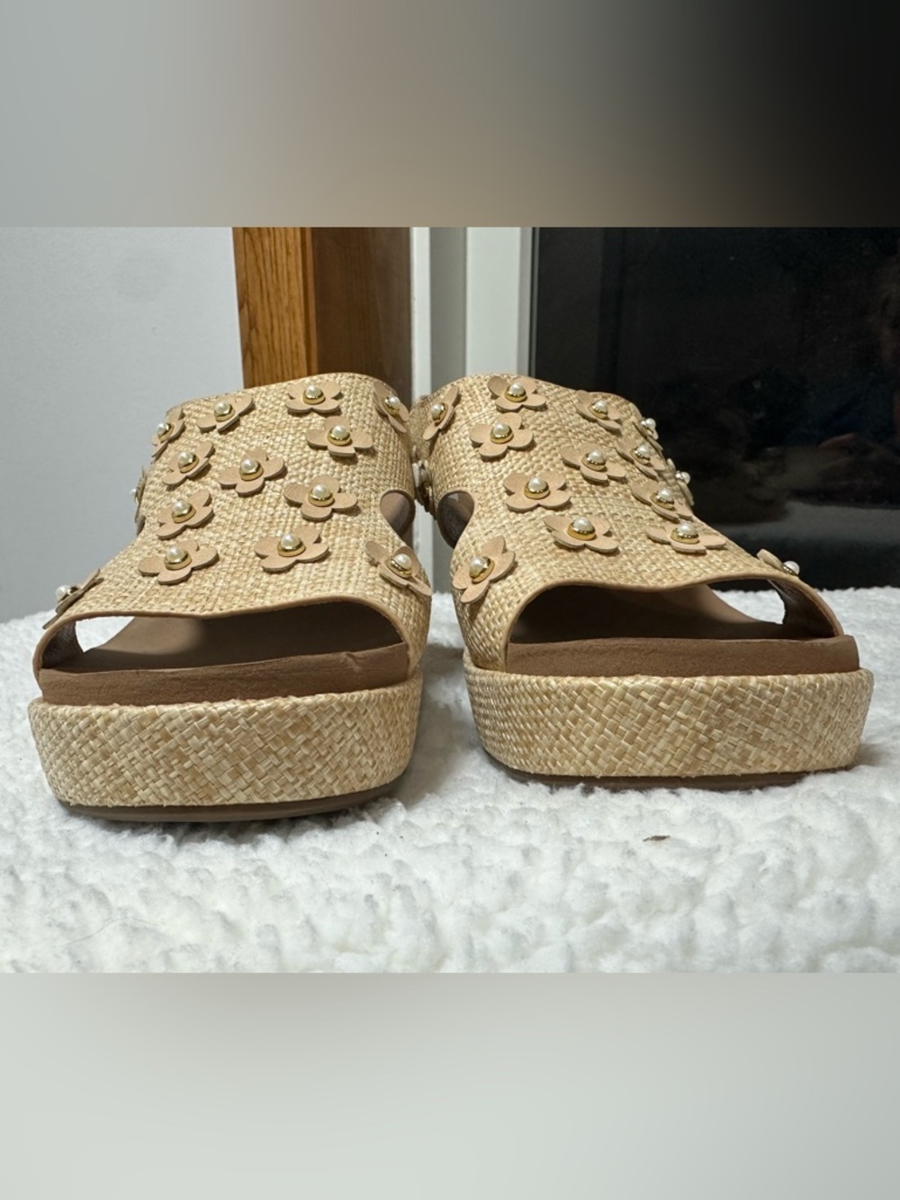 Corkys Women's Carley Raffia Floral Slingback Wedge Sandal size 11 - Picture 7 of 12